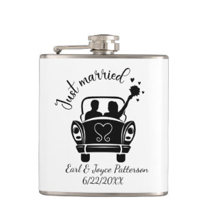 Cute Wedding inspiration add names date  Hip Flask