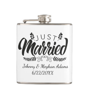 Cute Wedding inspiration add names date  Hip Flask