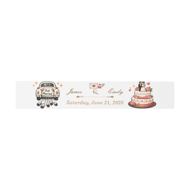 Cute Wedding Invitation Belly Bands Band (Flat)