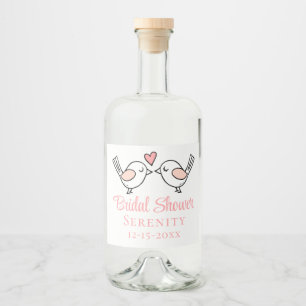 Cute Wedding Love Birds Lovebirds Bridal Shower Liquor Bottle Label
