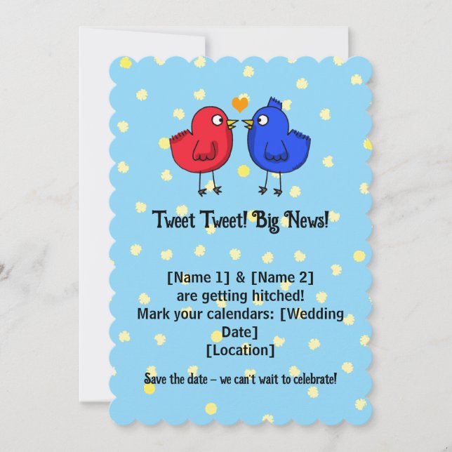 Cute Wedding Love Birds Save the Date Invitation (Front)