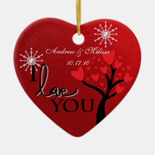 Cute Wedding Married Our First Christmas Ceramic Tree Decoration (Front)