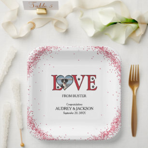 Cute Wedding Paper Plates with Heart Shaped Photo
