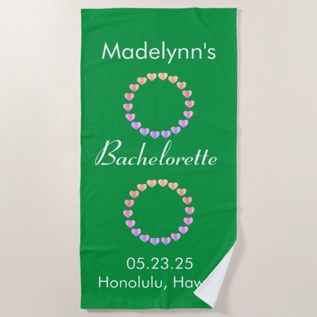 Cute Wedding Party Favour Personalised  Beach Towe Towel (Front)