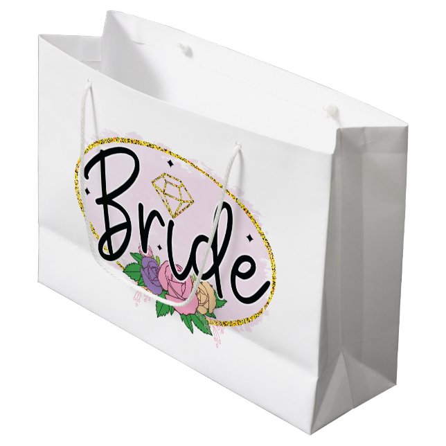 Cute Wedding Shower Bride  Large Gift Bag (Front Angled)