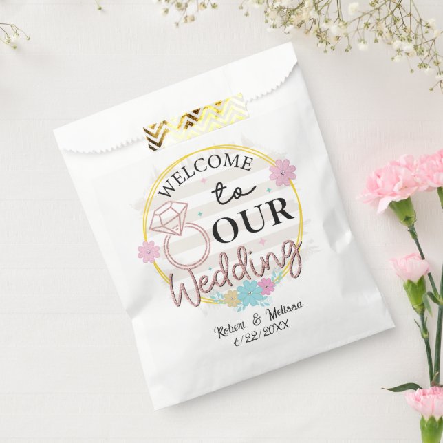 Cute Wedding welcome add names date Favour Bag (Sealed)