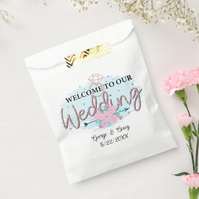 Cute Wedding welcome add names date Favour Bag (Sealed)