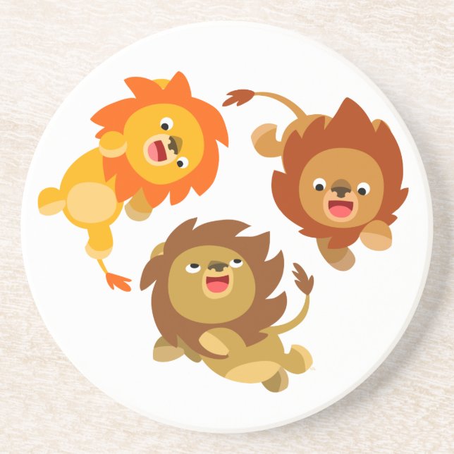 Cute Weightless Cartoon Lions Coaster (Front)