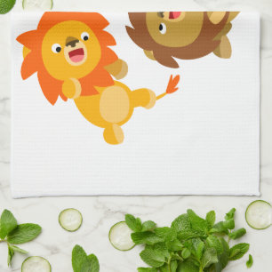 Cute Weightless Cartoon Lions Kitchen Towel
