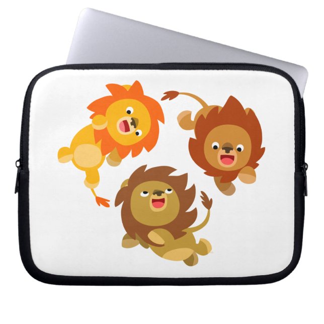Cute Weightless Cartoon Lions Laptop Sleeve (Front)