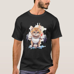 Cute Weightlifting Cat Gym Workout Cat Lover Joke  T-Shirt