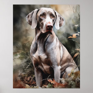 Cute Weimaraner Dog Art Print Poster