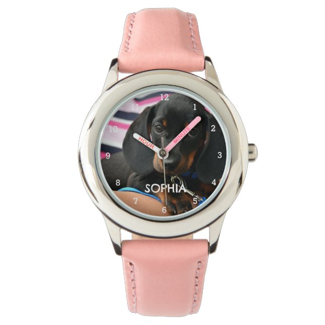 Cute Weiner Dachshund Dog Puppy Animal Girly Kids Watch (Front)
