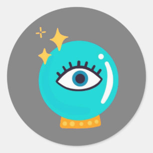 Cute weird third eye crystal ball classic round sticker