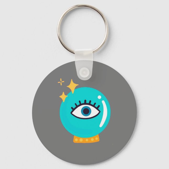 Cute weird third eye crystal ball key ring (Front)