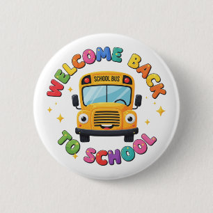 Cute Welcome Back to School Bus 6 Cm Round Badge