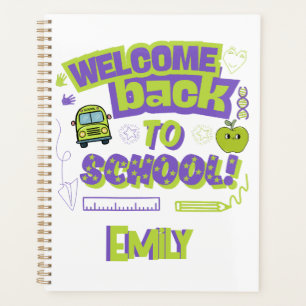 Cute Welcome Back To School Purple Green Planner