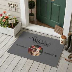 Cute Welcome Dog Photo Fibre Doormat
