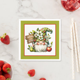 Cute welcome garden party gnome napkin