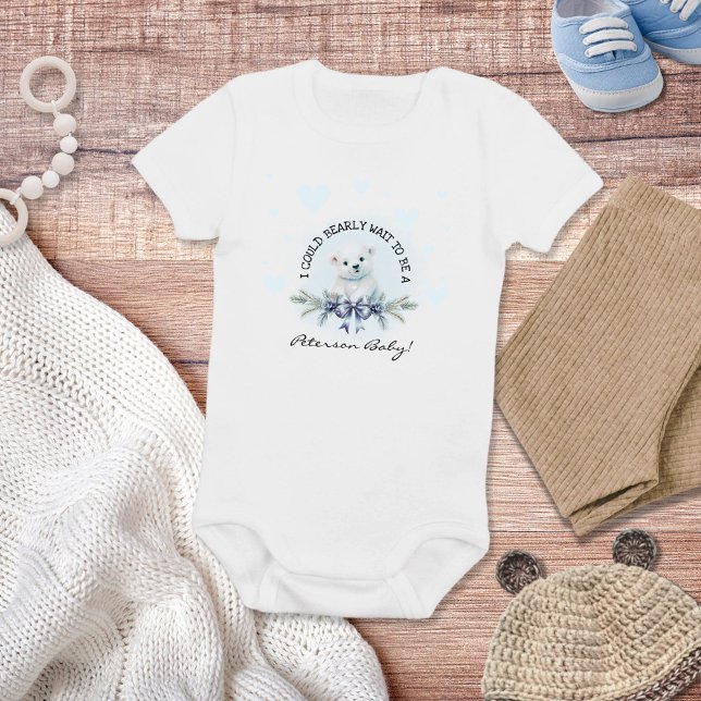 Cute Welcome New Baby Blue Heart Bodysuit (Cute Baby Boy Gift - Personalized Name Onsie)