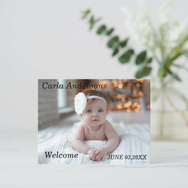 Cute Welcome New Baby Photo Announcement  (Standing Front)