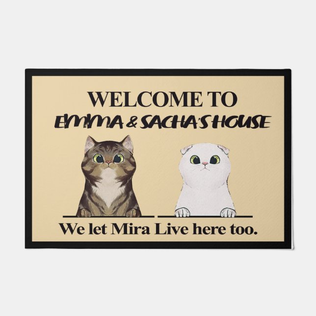 Cute Welcome To Cat Home Doormat, Custom Cat Doormat (Front)