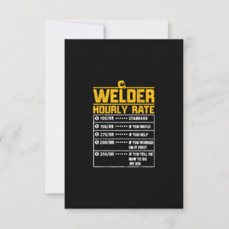 Cute Welder Funny Hourly Rate | Gift For Welder Thank You Card
