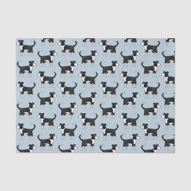 Cute Welsh Border Collie Sheep Dog Pattern Tissue Paper (Front)