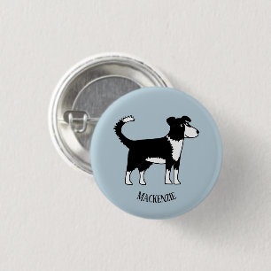 Cute Welsh Border Collie Sheepdog Custom Name 3 Cm Round Badge