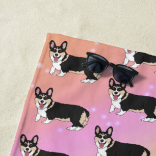 Cute Welsh Corgi Beach Towel