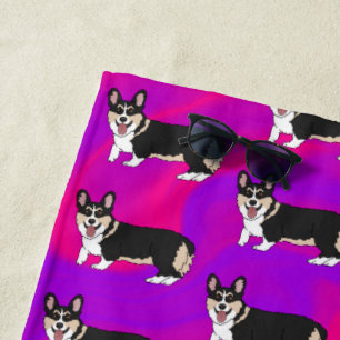Cute Welsh Corgi Beach Towel