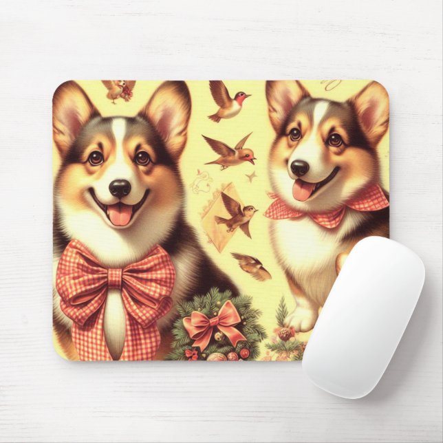 Cute Welsh Corgi Cardigan Illustration Mouse Pad (With Mouse)