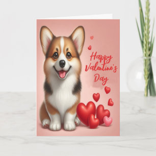 Cute Welsh Corgi Dog Happy Valentine's Day Holiday Card