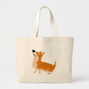 Cute Welsh Corgi Puppy Dog Art Large Tote Bag