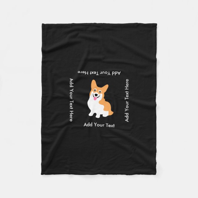 Cute Welsh Pembroke Corgi Puppy Fleece Blanket (Front)