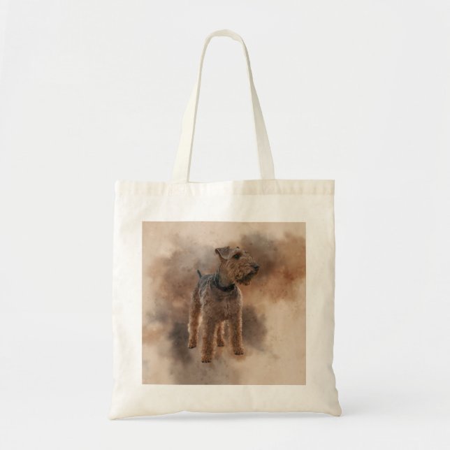 Cute Welsh Terrier Photo on Mottled Background Tote Bag (Front)