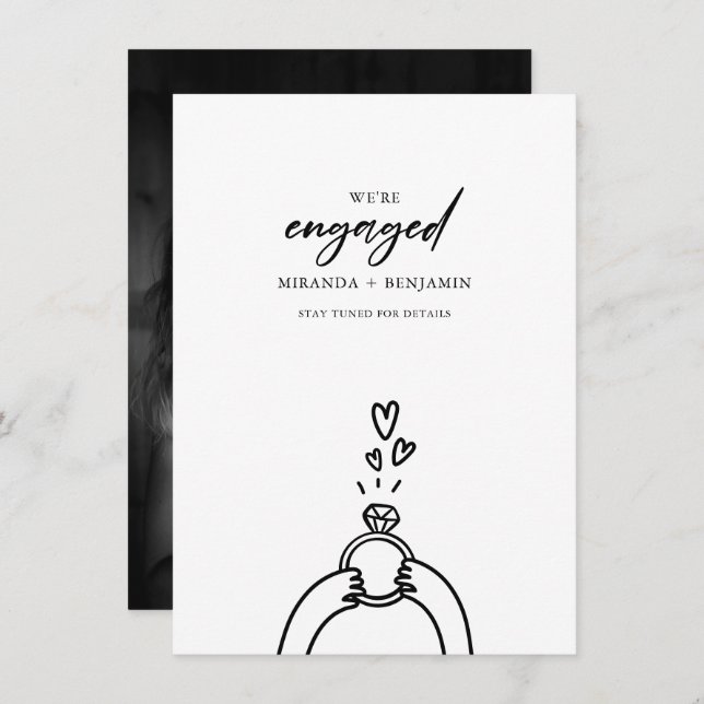 Cute We're Engaged Photo Engagement Announcement (Front/Back)