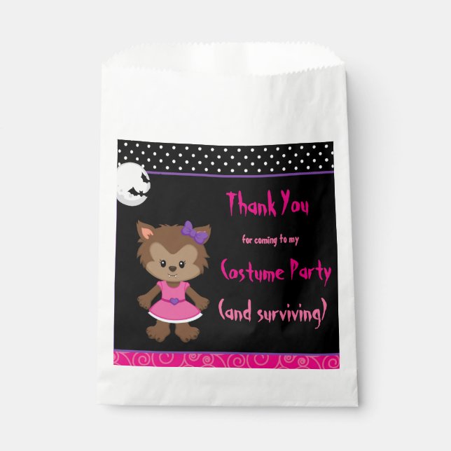 Cute Werewolf Girl Halloween Party Favour Bag (Front)