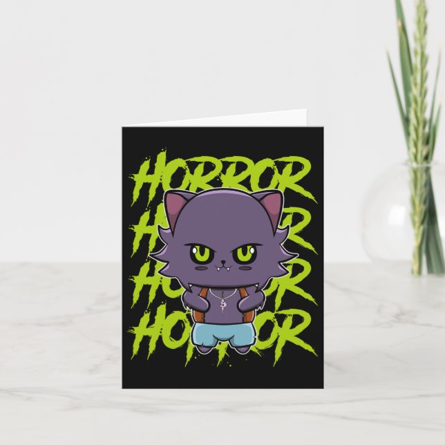 Cute Werewolf Wolf And Anime Horror Lycanthrop For Card (Front)