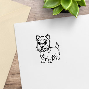 Cute West Highland Terrier Dog 1x1 Rubber Stamp