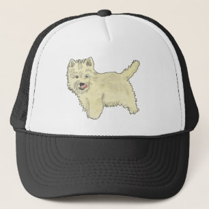 Cute West Highland Terrier Dog Art Painting Design Trucker Hat