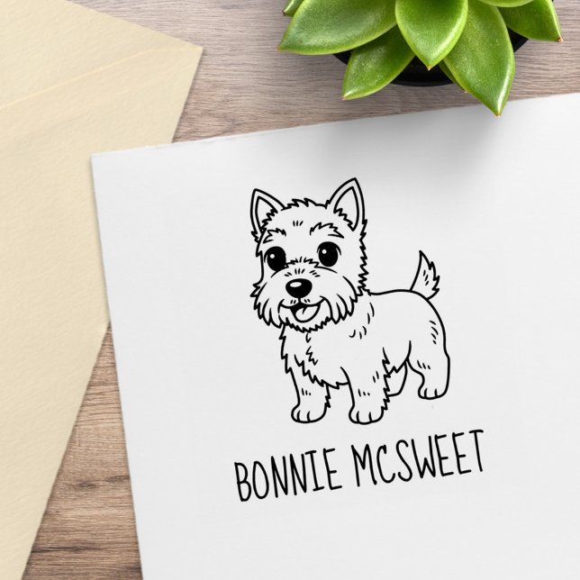 Cute West Highland Terrier Dog Custom Name Rubber Stamp (Creator Uploaded)