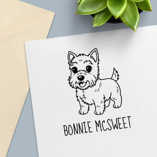 Cute West Highland Terrier Dog Custom Name Self-inking Stamp