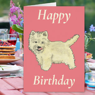 Cute West Highland Terrier Happy Birthday Pink
