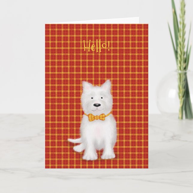 Cute West Highland terrier 'hello' card (Front)