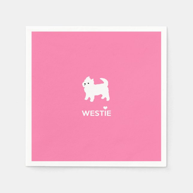 Cute West Highland Terrier - I Love Westies Napkin (Front)