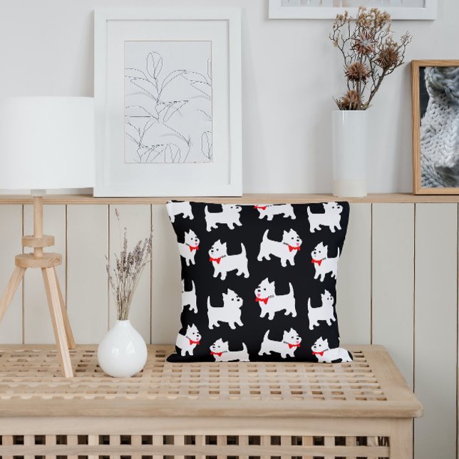 Cute West Highland Terrier Pattern Custom Colour Cushion (Creator Uploaded)