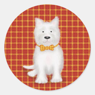 Cute West Highland terrier round stickers