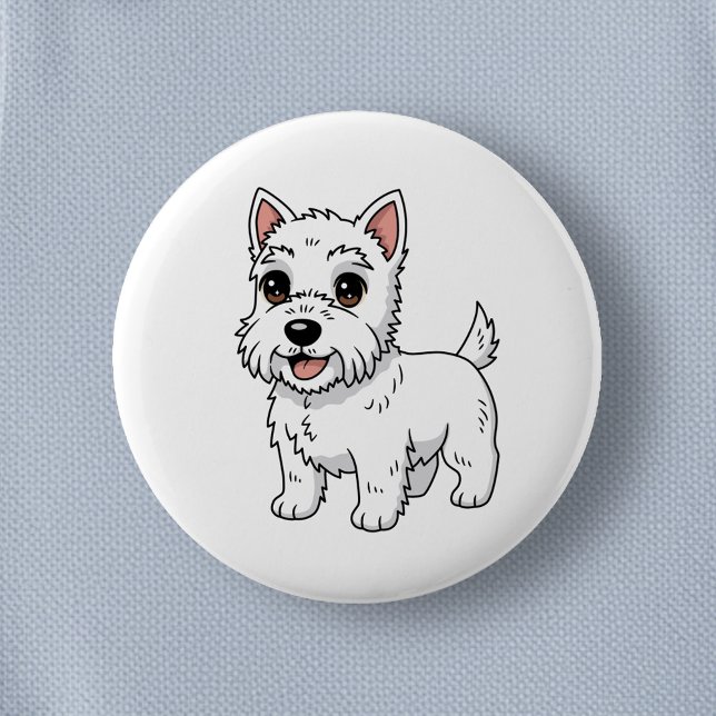 Cute West Highland White Terrier Dog 6 Cm Round Badge (Creator Uploaded)