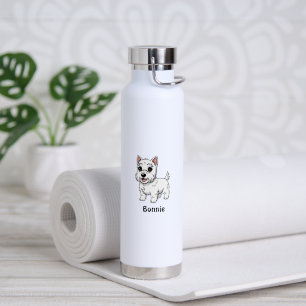 Cute West Highland White Terrier Dog Custom Name Water Bottle